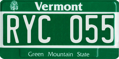 VT license plate RYC055