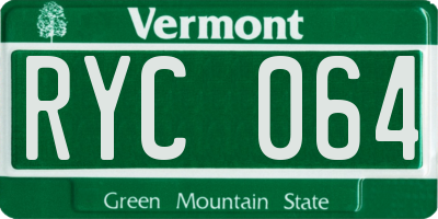 VT license plate RYC064