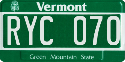 VT license plate RYC070