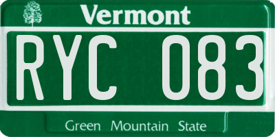 VT license plate RYC083