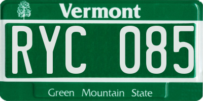 VT license plate RYC085