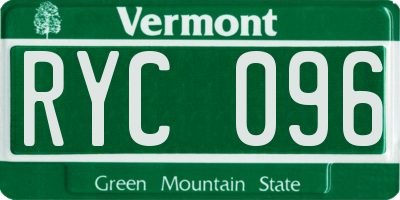 VT license plate RYC096