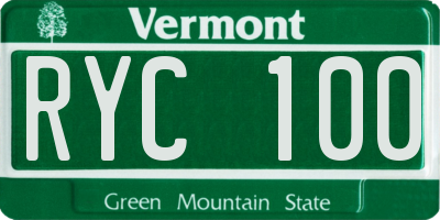 VT license plate RYC100