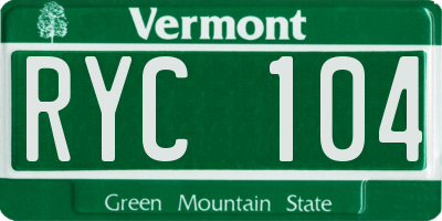 VT license plate RYC104