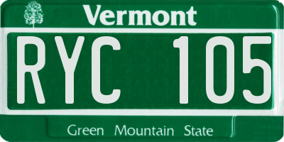 VT license plate RYC105