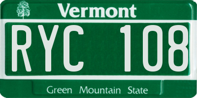 VT license plate RYC108