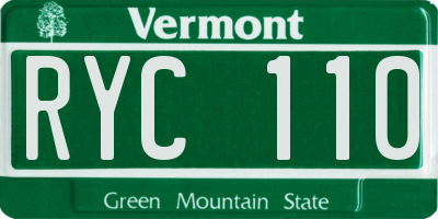 VT license plate RYC110