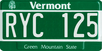 VT license plate RYC125