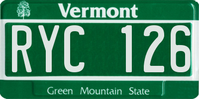 VT license plate RYC126