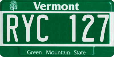 VT license plate RYC127
