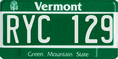 VT license plate RYC129