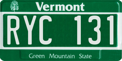 VT license plate RYC131
