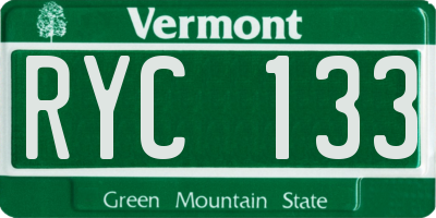 VT license plate RYC133