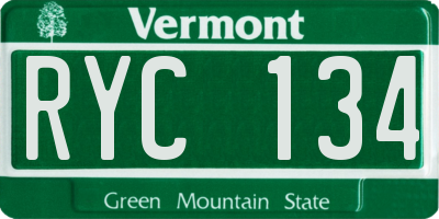 VT license plate RYC134