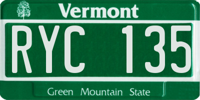 VT license plate RYC135