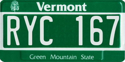 VT license plate RYC167