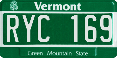 VT license plate RYC169