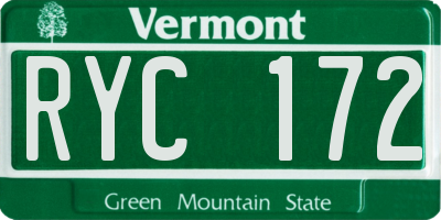 VT license plate RYC172