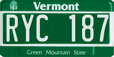 VT license plate RYC187