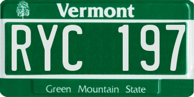 VT license plate RYC197