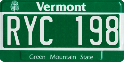 VT license plate RYC198