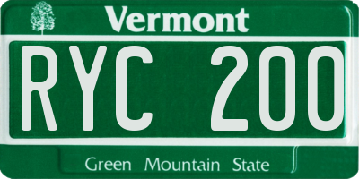 VT license plate RYC200