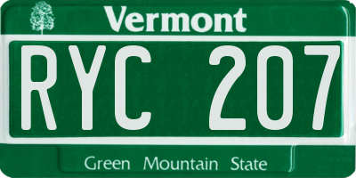 VT license plate RYC207