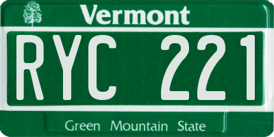 VT license plate RYC221