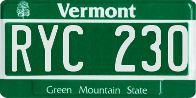 VT license plate RYC230