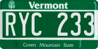 VT license plate RYC233