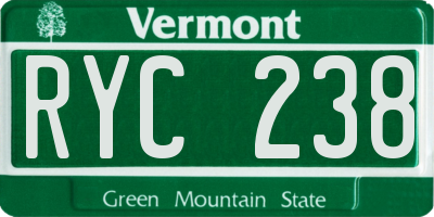 VT license plate RYC238