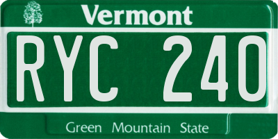 VT license plate RYC240