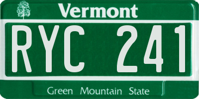 VT license plate RYC241
