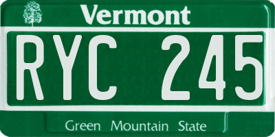 VT license plate RYC245