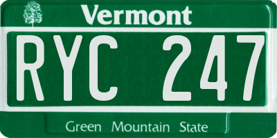VT license plate RYC247