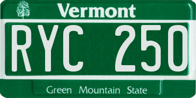 VT license plate RYC250