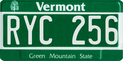 VT license plate RYC256
