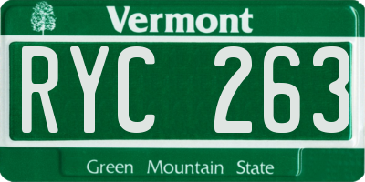 VT license plate RYC263