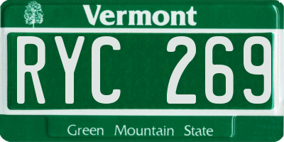 VT license plate RYC269