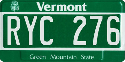 VT license plate RYC276