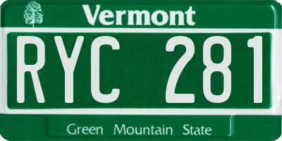VT license plate RYC281