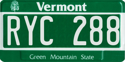 VT license plate RYC288