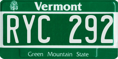 VT license plate RYC292