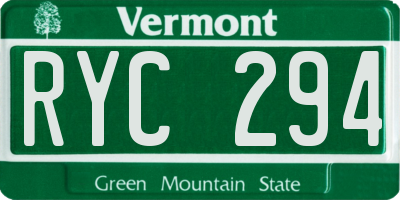 VT license plate RYC294