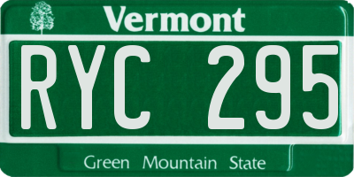 VT license plate RYC295