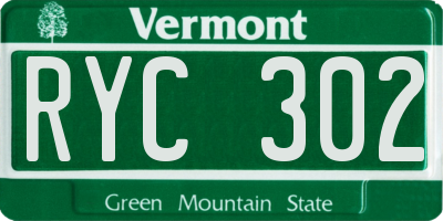 VT license plate RYC302