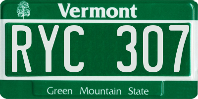 VT license plate RYC307