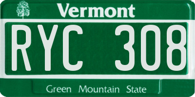 VT license plate RYC308