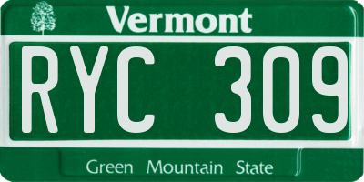 VT license plate RYC309