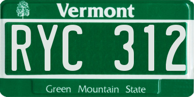 VT license plate RYC312